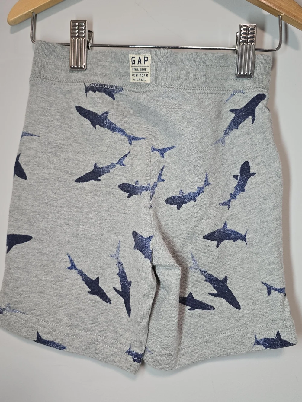GAP Gray Cotton Shorts with Navy Shark Print. Super Soft Heavy Cotton.
